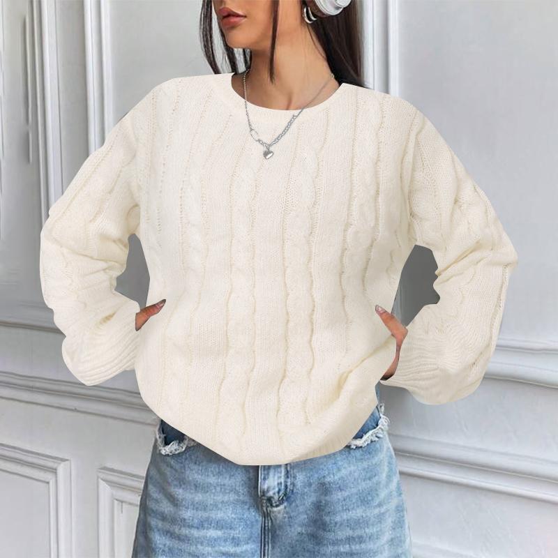 VONDA Женские осенние свитера с круглым вырезом и длинными рукавами в полоску, однотонные M белый