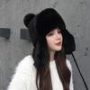 Lei Feng Hat Women's Winter Wool Trend Plus Fleece Knitted Hat Warm and Sweet and Cute Ear Caps Cold Wool Hat