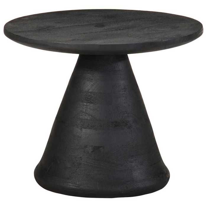 VidaXL Table d'appoint noir Ø50x40 cm bois de manguier massif, bout de canapé, table d'appoint de canapé, table de lampe, 4017535