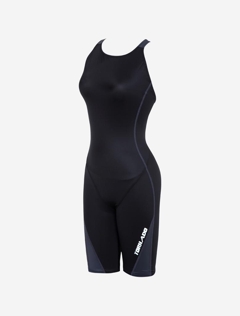 Toneidoseupocheu Point Black Gray Women'S Indoor Half-Body Swimsuit