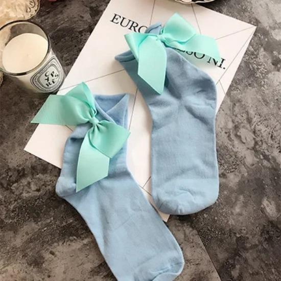 27 Colors Japanese Streetwear Socks Women's Bow Socks Fashion Female Patchwork Candy Color Short Socks Cute Ladies Knot Sokken