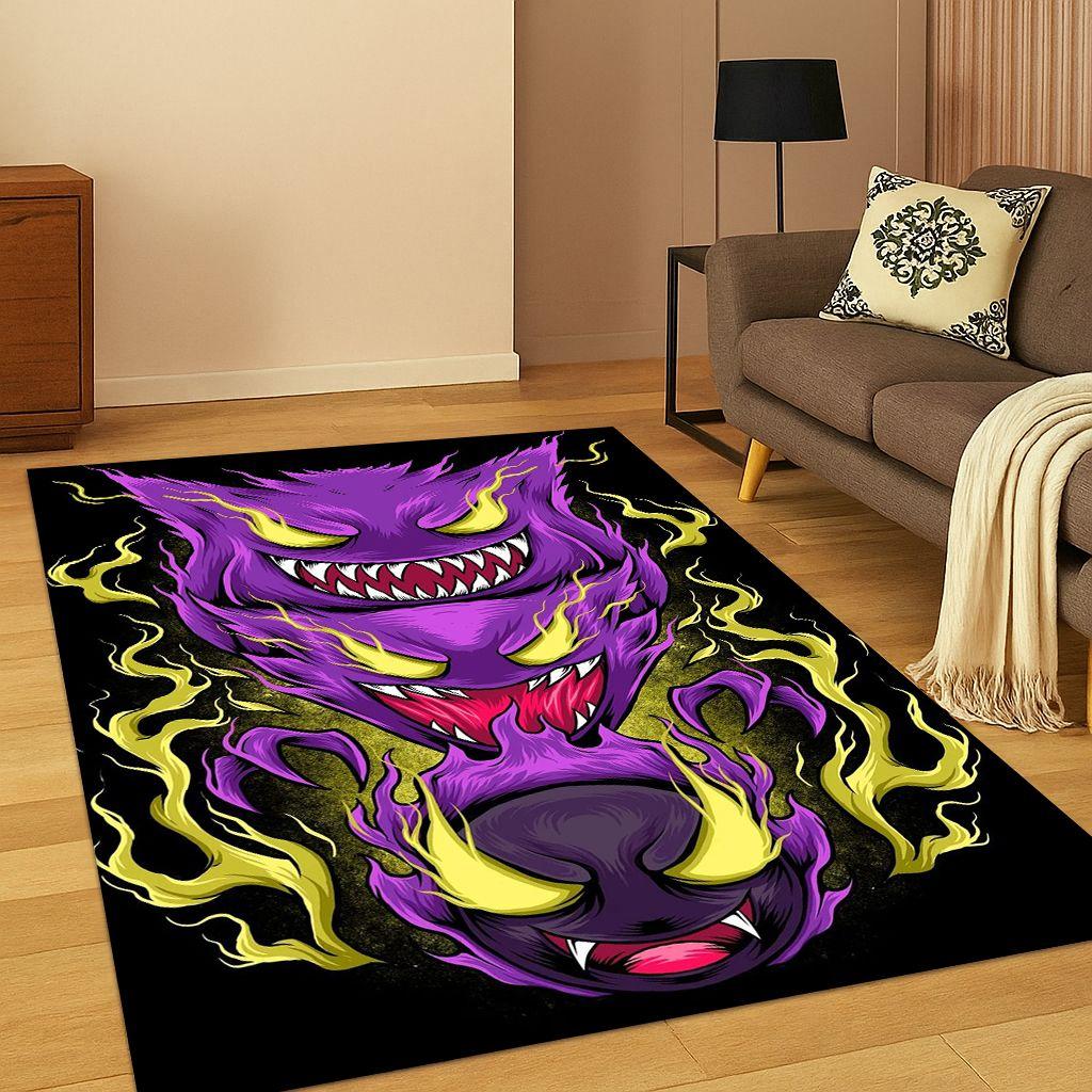 Pokemon Pikachu Gengar Cartoon Child Carpet Rug for Playroom Living Room Bedroom Doormat Decor,Kid Play Game Non-slip Mat Gift