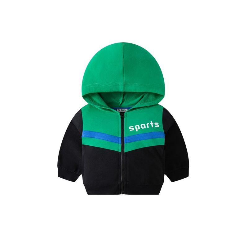 Children's Clothing, Kids' Hooded Color-Blocked Zip-Up Shirt, Spring and Autumn Boys' Letter Sweatshirt Jacket, Boys' Pure Cotton Thin Clothing