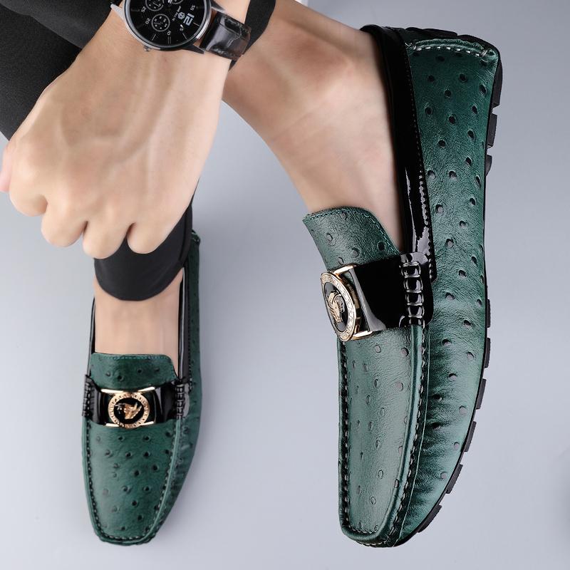 New Soft Walking Flats Men's All-match Loafers Genuine Leather Lightweight Mens Slip On Shoes Luxury Brand Men Business Shoes