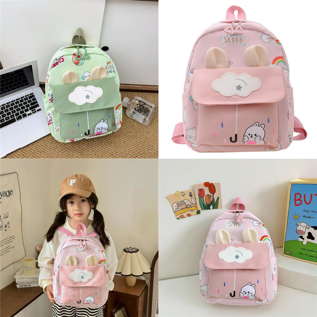Toddler Kids Cute Animal Backpack With Cartoon Rabbit Print And Ear Design For Preschool And Playdates