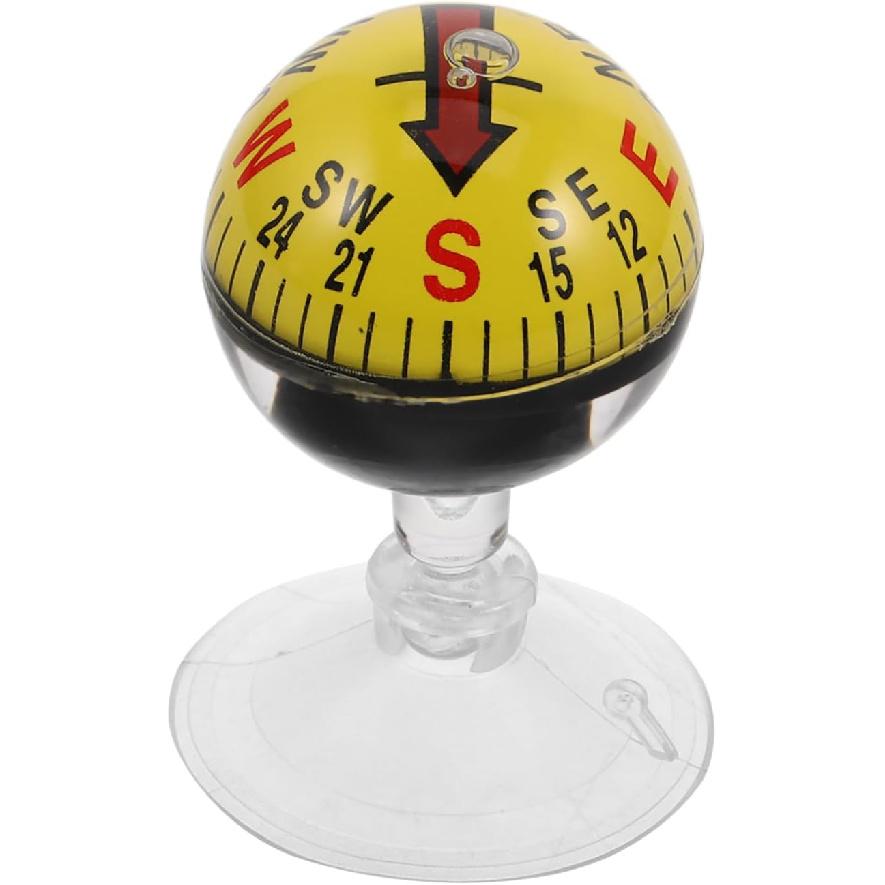 Car Guide Ball Compass with Strong Suction Cup 2.83In Portable Vehicle Compass for Automotive Interior Navigation and Outdoor Use