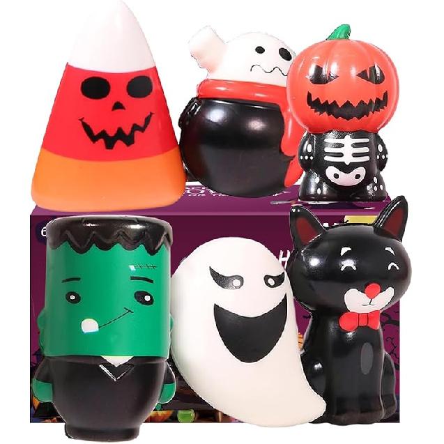 New 6 Packs-Halloween Squishies Toys Slow Rising Party Favors:Pumpkin,Zombie,Black Cat,Mummy,Vampire,Ghost Halloween Treat Bag Classroom 6pcs-2