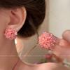 Women Spring Hydrangea Floral Clip-On Earrings, Vacation Style, Unique High-End Non-Pierced Earrings for Photoshoots