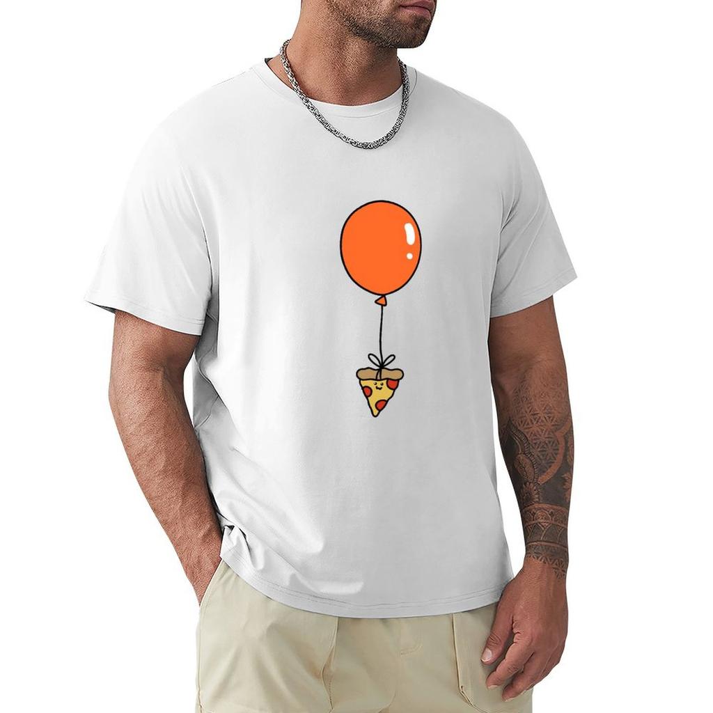 Orange Balloon Pizza Slice Tshirt Antiwrinkle Short Sleeve Tshirt