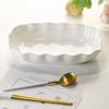 Creative Ceramic Ruffled Edge Serving Plate Rectangular Heat-resistant Meal Plate Nordic Large Capacity Salad Dish Soup