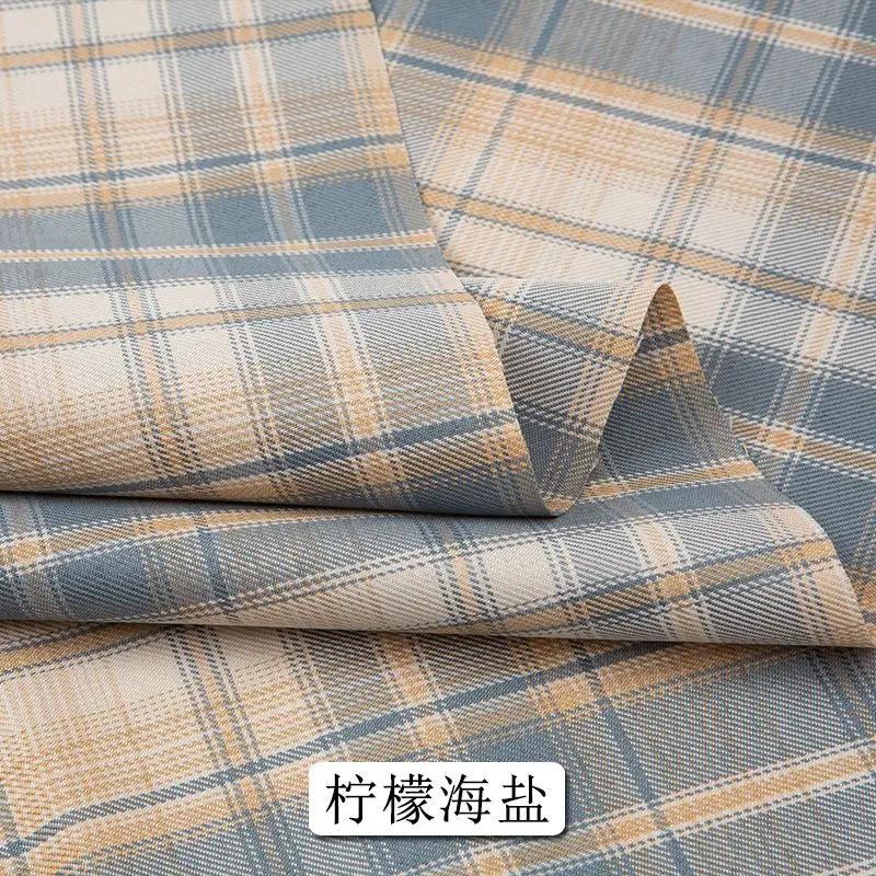 Summer Plaid Fabric Fine Opaque By The Meter for JK Uniform Clothes Dresses Hair Accessories DIY Sewing Cloth Textile Blue Green