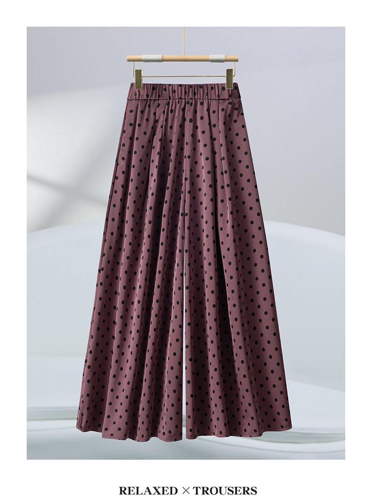 Women's High-Waisted Polka Dot Wide-Leg Culottes - Spring/Summer, Slimming, Comfortable, Nine-Point Length