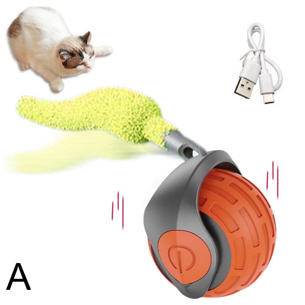 Cat Interactive Ball Rechargeable Smart Pet Electric Toy Automatic Rolling Ball Simulated Tail Dog Cat Training Teaser