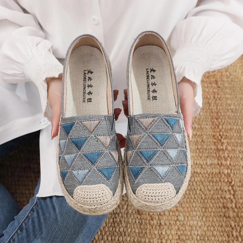 

Изготовление на заказ летние старые пекинские тканевые туфли мягкая подошва нескользящие модные универсальные туфли-лодочки повседневные женские туфли в клетку 41