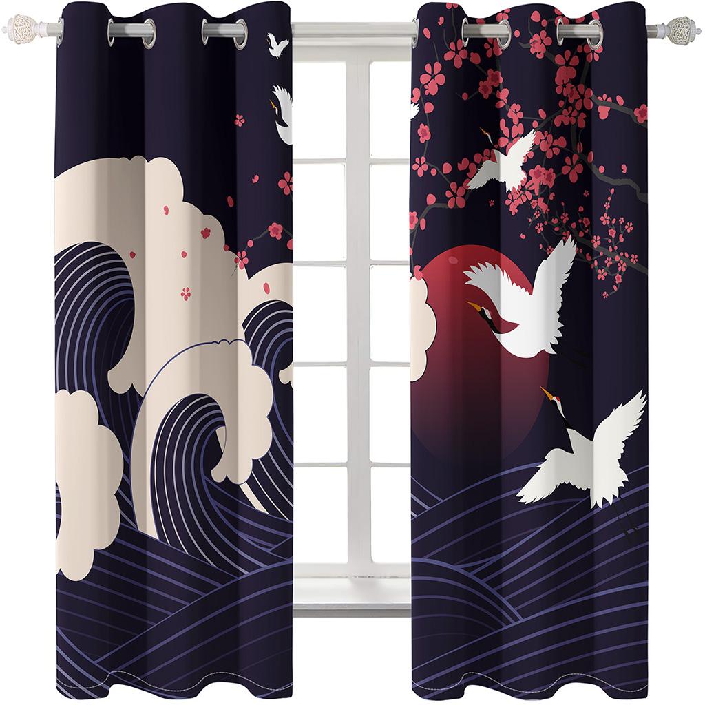 Bird Animal Red-crowned Crane Odorless Blinds Hall Thin Window Curtains for KidsLiving Room Bedroom Bathroom Door Kicthen Decor