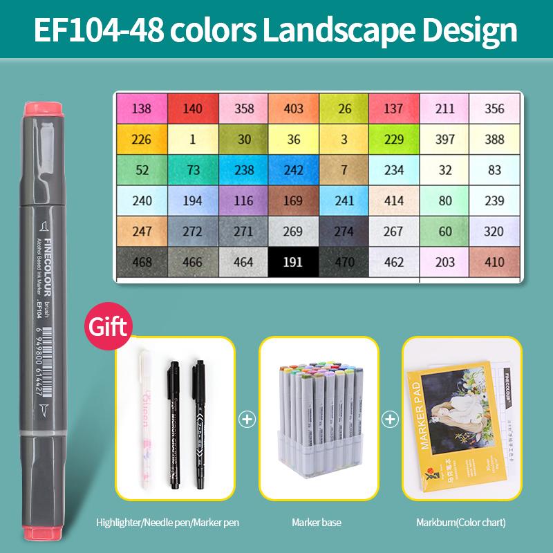 EF104 Double-Head Alcohol Marker Pens Sketch Design Marker Brush Pen Beginner Manga Graphic Drawing Art Supplies