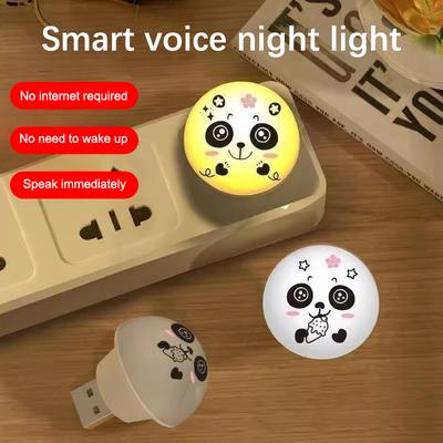 Usb Panda Kunstmatige Slimme Spraakgestuurde Nachtlamp Nachtkastje Kamperen Stekker Gebruik Led Binnen Slaaplampen