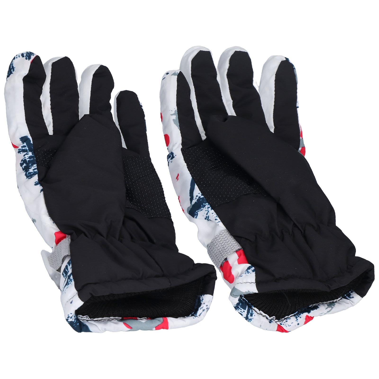

2Pcs Ski Gloves Waterproof Windproof Snow Gloves Antislip Brushed for Cold Wther Winter Sports Riding(Black White )
