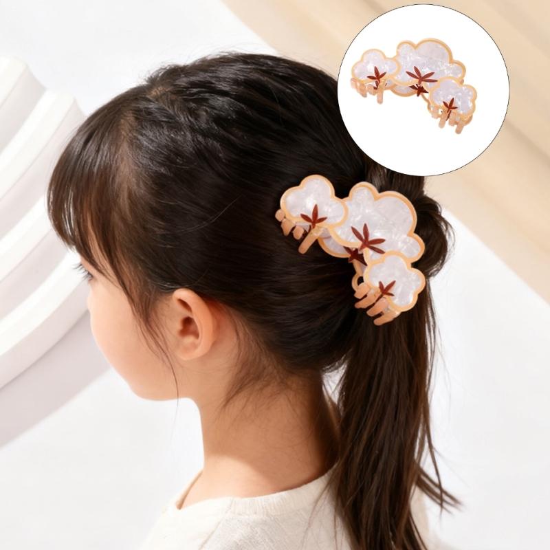 Nature Charm Tree Stump Design Hair Clip Geometric Cloud Pattern Acrylic Hair Accessory For Women Girls