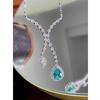 Shine Wing 2023 European-American S925 Silver High Carbon Diamond Mermaid Love Necklace with Paraiba Tourmaline Green.