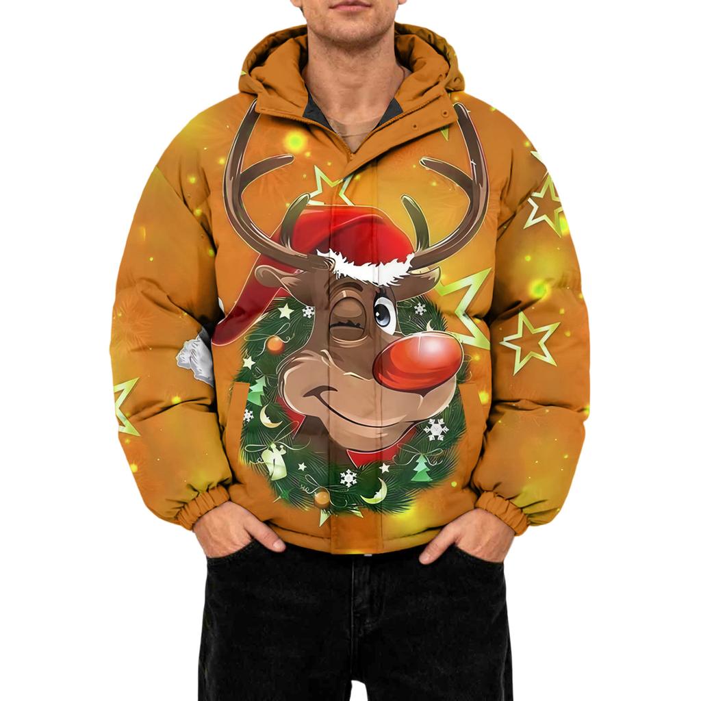 Men's Oversized Casual Down Jacket With Long Sleeves And Hood