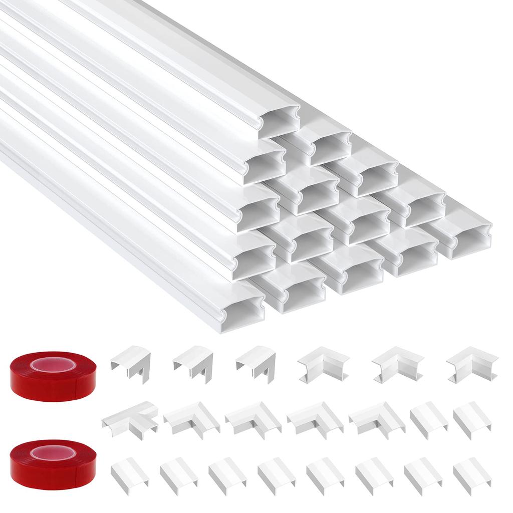 Wiring Cover Molding Hidden Wire Cover Cord Protector Cable Cover Molding Electric Wire Cable Cover Easy to Install Set of (White, 15, 40 1.50.9cm)
