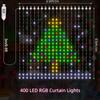 Smart LED String Curtain Lights with App-Controlled Custom Patterns and Text
