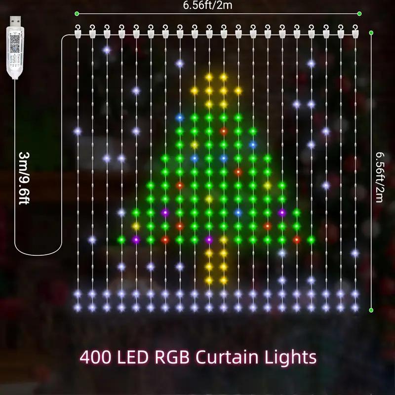 Smart LED String Curtain Lights with App-Controlled Custom Patterns and Text