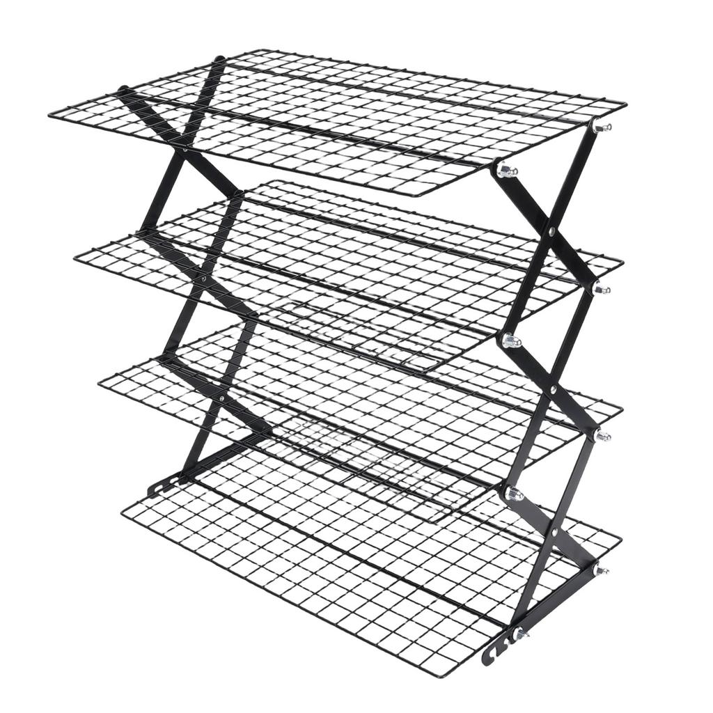 Raft de depozitare pentru blat de bucătărie pliabil din oțel inoxidabil, economisitor de spațiu, cu 4 niveluri pentru uscat alimente, condimente