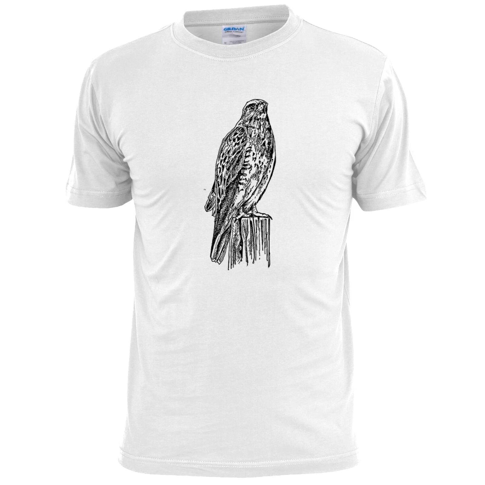 Mens Falcon Sketch Bird T shirt Wildlife Ornithology S