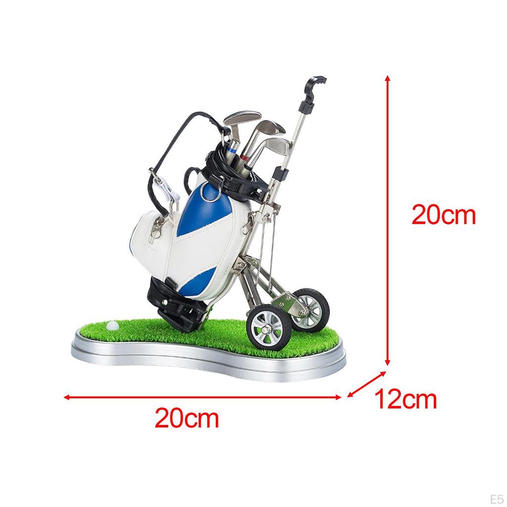 Golf Bag Miniature Pen Holder Souvenir 20x12x20cm Decorative Desk Toy for Home Office Book