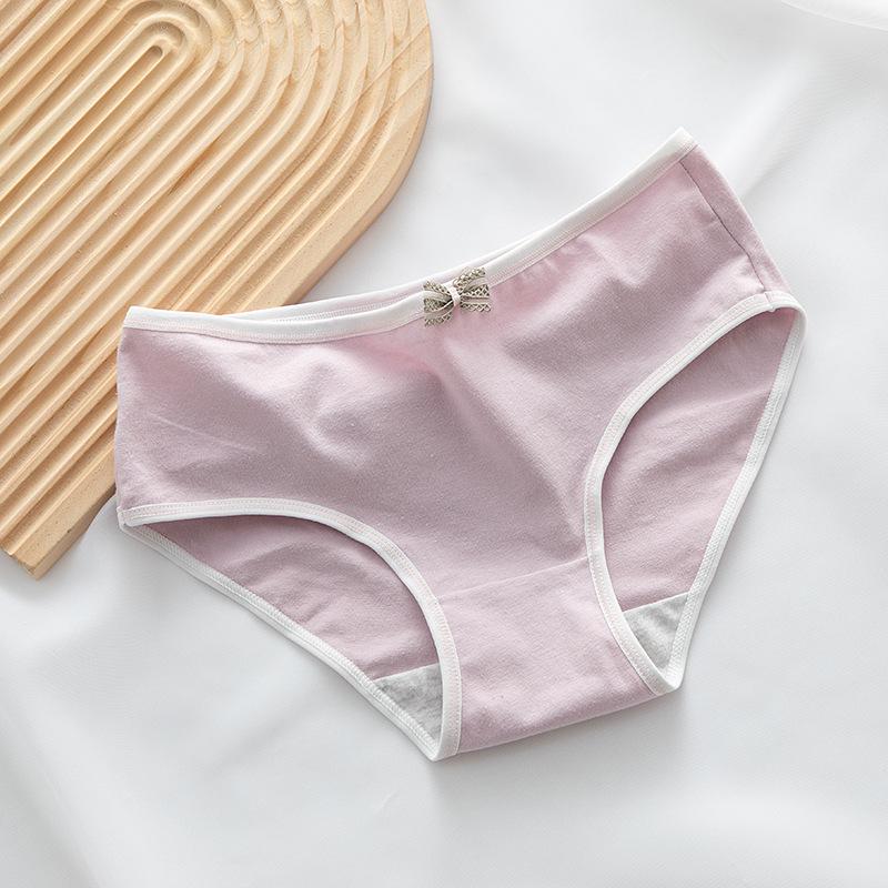 Neues Produkt: Japanische Morandi Schleife Baumwollslips für Mädchen mit mittlerer Taille - Süßes und schlichtes Design