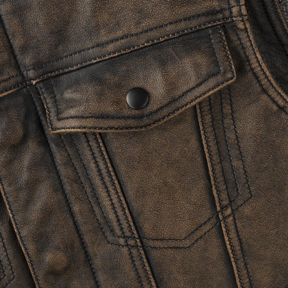 Vintage Motorcycle Vest Genuine Cow Leather Biker Vests Soft Slim Fit Men Genuine Leather Sleeveless Jacket Spring