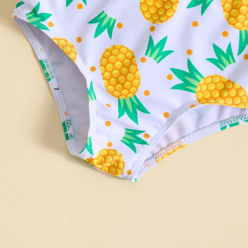 Exclusive Pineapple Print Baby Girl Strappy Swimsuit Set