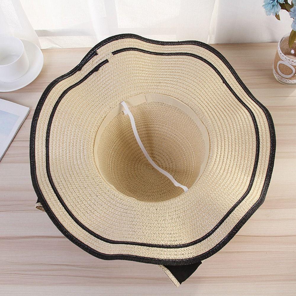 Wide Brim Straw Weave Sun Hat Bohemian Fisherman Hat Elegant Sunscreen Bucket Hat  Ladies/Girls