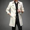 Men's Slim Fit Mid-Length Windbreaker Jacket, Korean Style Plus Size, M-8XL, for Casual or Business Wear, Ideal for Spring and Autumn.