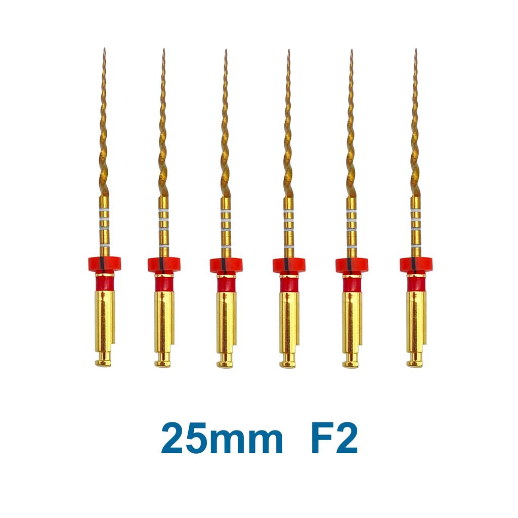 6 Pezzi Lime Endodontiche Dorate 19 21 25mm Flessibili Rotanti Canalare Radice Dentale Nichel Titanio