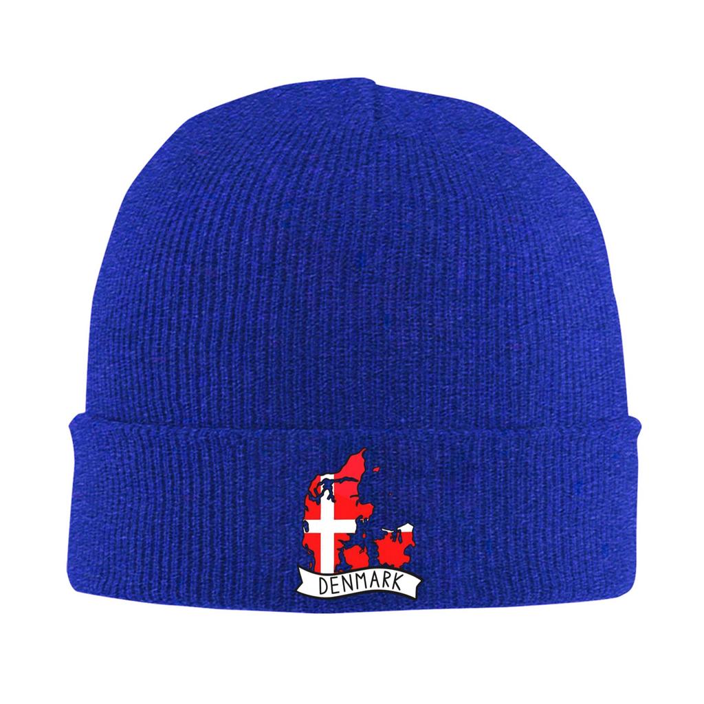 Unisex Adult Denmark Flag Map Beanie Hats  Vintage Knitted Hat Winter Outdoor Caps Custom Thermal Elastic Bonnet Hats