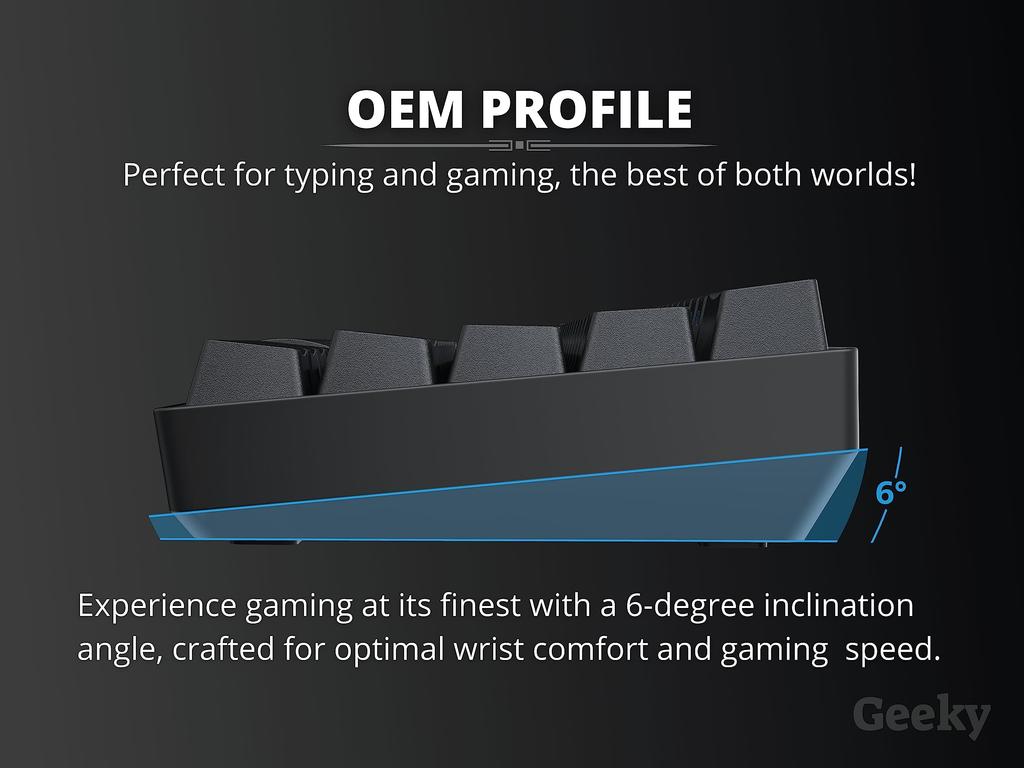 Geeky GK61 Mechanical Gaming Keyboard 61 Keys Multicolor RGB LED Backlit for Gamers ANSI US American Layout Mechanical 60% Hot-Swappable PC/Mac