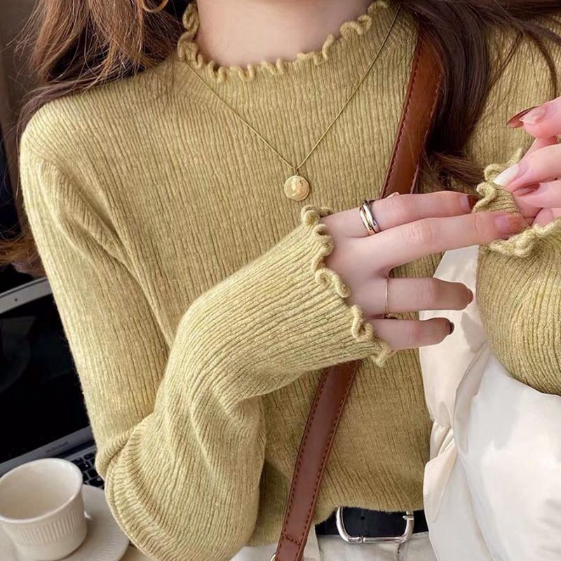 Half Turtleneck Sweater Women's Spring and Autumn Bottoming Shirt with Autumn and Winter New Slim-fit Top