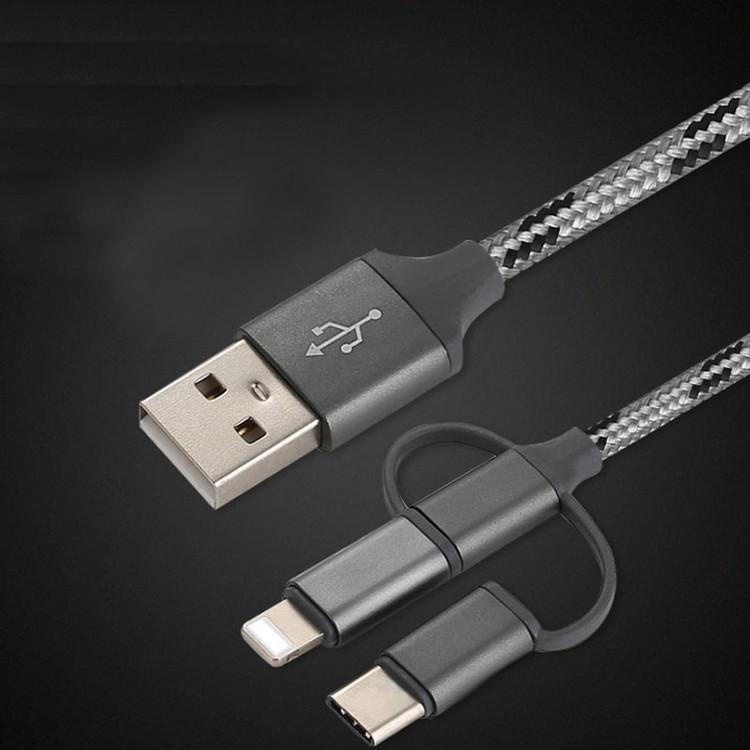 Buy Threeinone Braided Cell Phone Data Cable Iphone Android TypeC