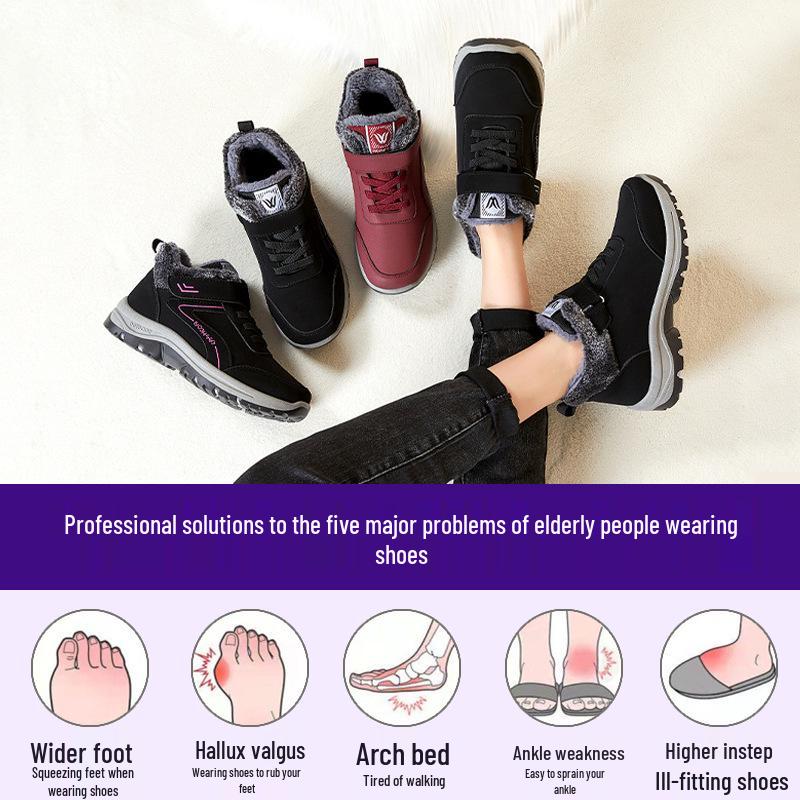 Winter Velvet-Lined Cotton Boots: Large Size, Outdoor Walking, Unisex Snow Shoes