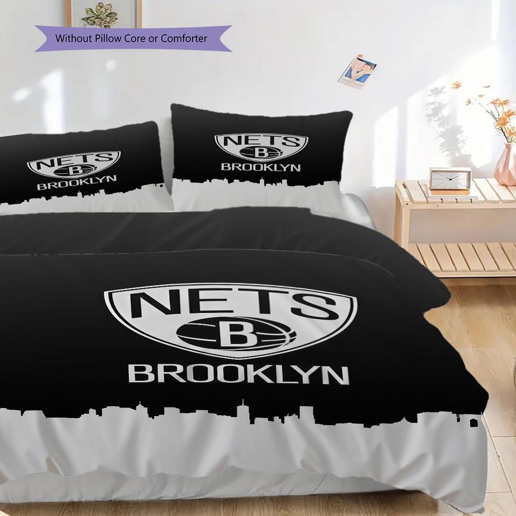 Brooklyn Nets Basketball Legacy Bedding(1 * duvet cover + 2 * pillowcase, without core)Soft and comfortable Bedding set Christmas birthday gift