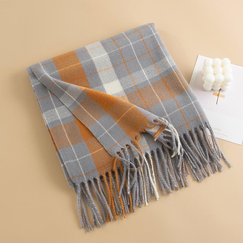 Winter Versatile Dual Purpose Plaid Thickened and Warm Korean Style Fashionable Windproof and Cold Proof Warm Shawl