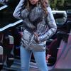 Winter Casual Overcoat Bright Surface Women Jacket Skin Touch Belt Great Faux Fur Collar Lady Puffer Cotton Coat Parka