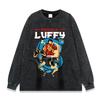 Vintage Washed Anime Street Style Long Sleeve Tee - Unisex