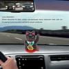 Plastic Rotatable Base Fortune Cat White & Gold & Black Car Dashboard Cat Ornament  Home Decoration