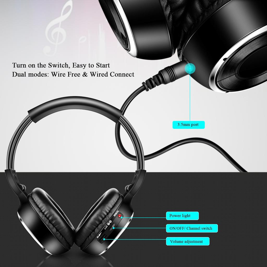 Infrarot Stereo Headset IR Kopfhörer Dach DVD oder Kopfstützen DVD Player Zwei Kanäle für Auto- und TV-Nutzung