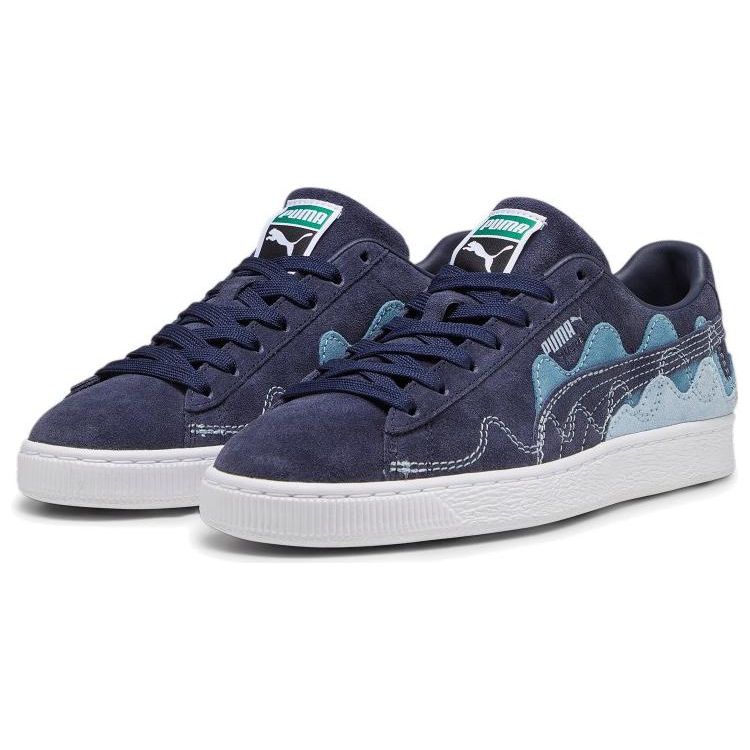 Puma Suede Comfortable Versatile Shock Absorbing Durable Low-Top Sneakers Unisex Sneakers Navy-Blue 393257-04