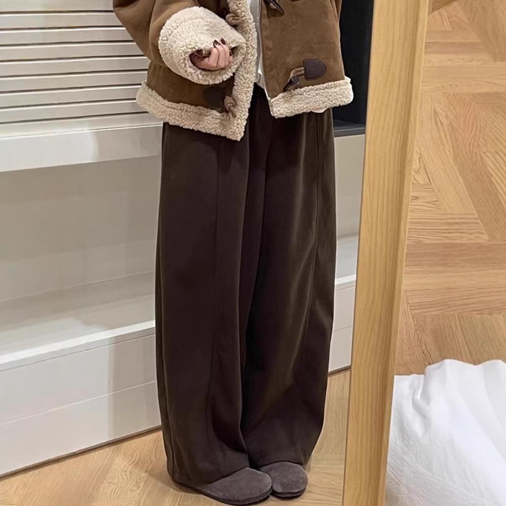 Women's Autumn High Street Wide-Leg Sweatpants - Trendy Loose Floor-Length Design